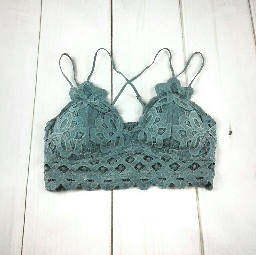 SALE Teal Green Lace Bralette - Picture 2 of 3